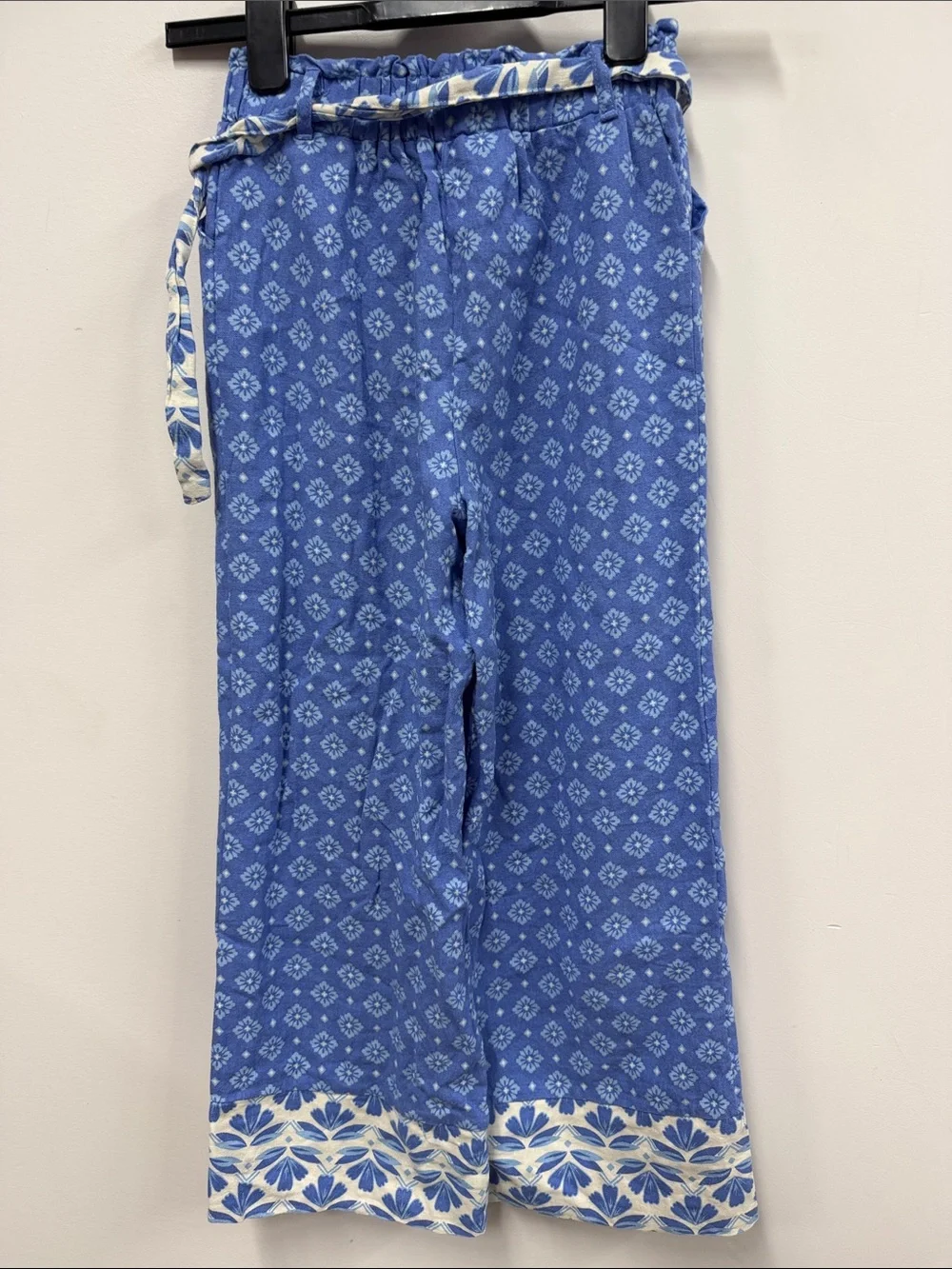 Sigrid Olsen Blue Printed Two-Piece Tank and Wide-Leg Set M 7/8